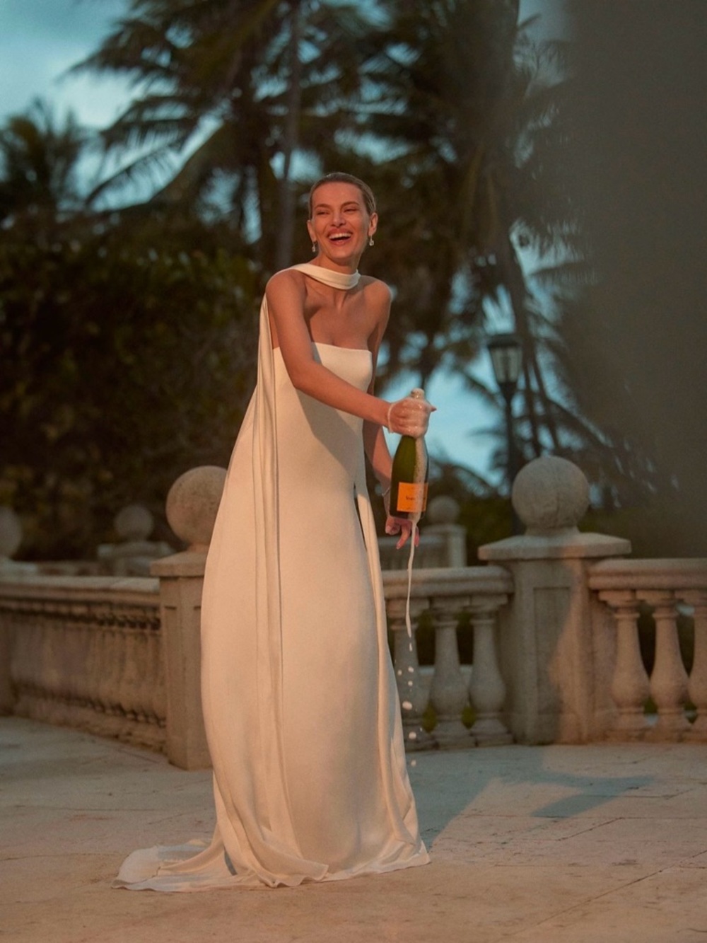 Jenny Yoo Celeste Strapless Satin Sheath Wedding Gown